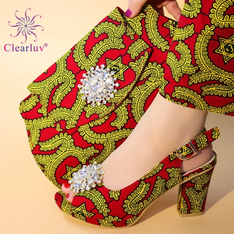 Red Color African Matching Shoes and Bags Italian In Women Sales On Decorated