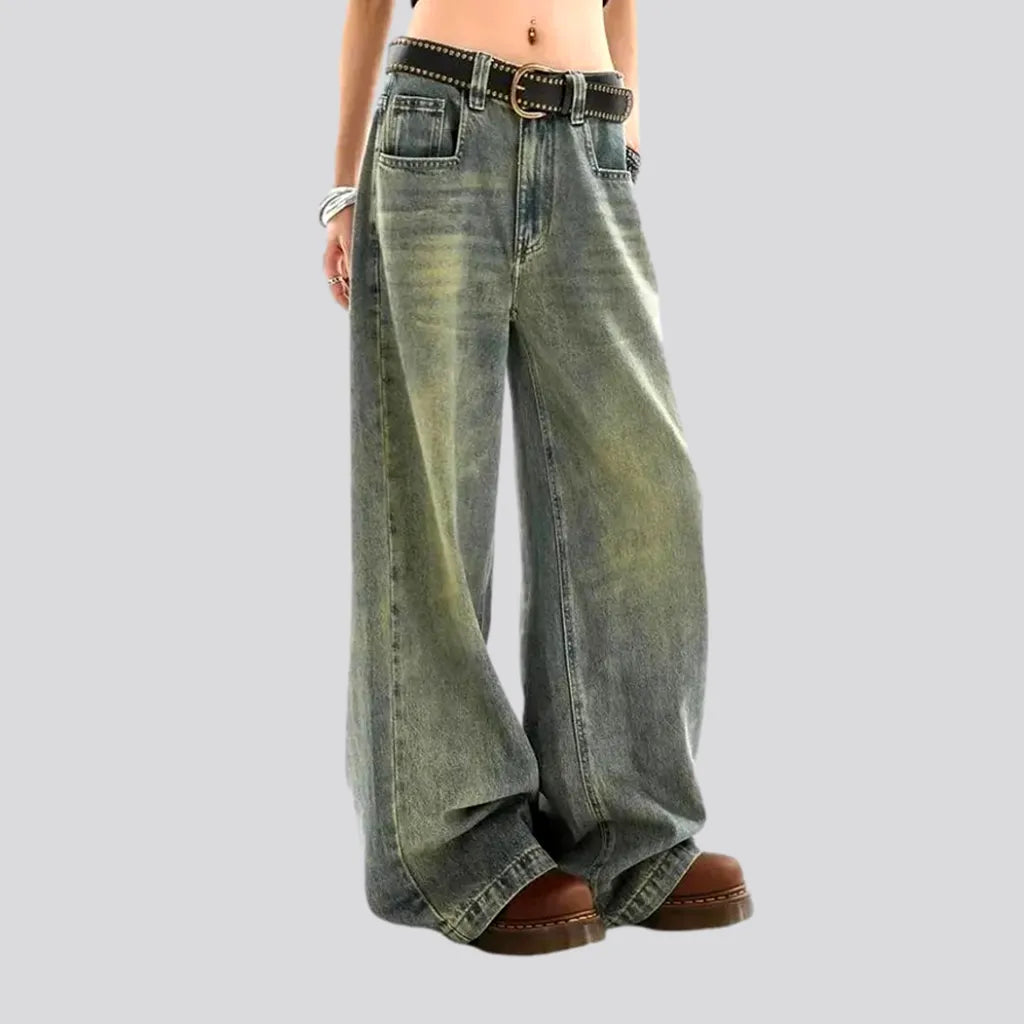 Retro slouchy fit boho women's jeans