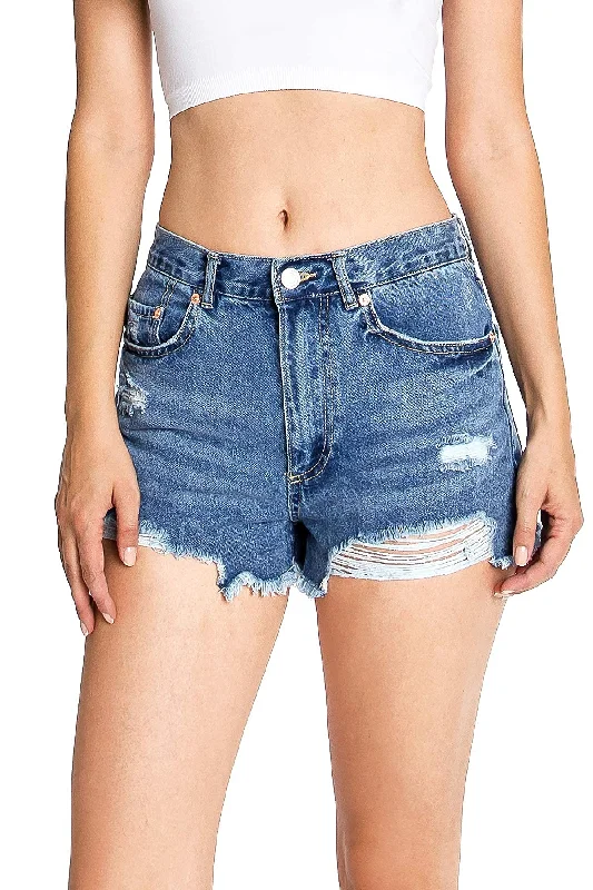 Women's denim shorts or the dark style-Rewind Denim Shorts