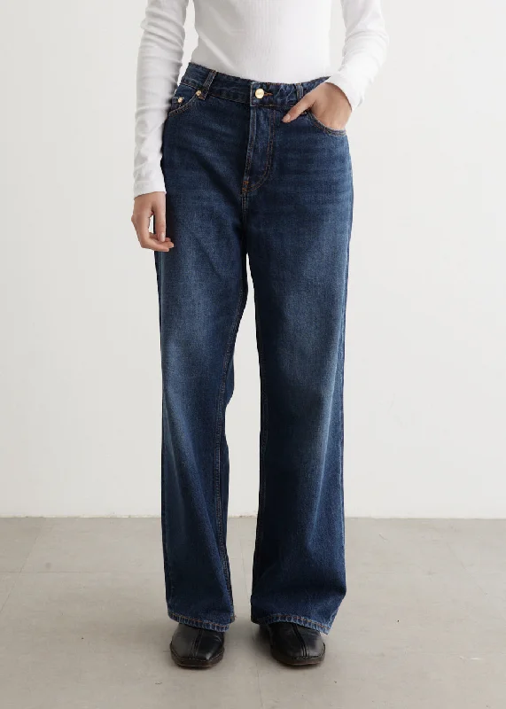 Women's denim jeans with a abstract print-Rigid Denim Izey Jeans