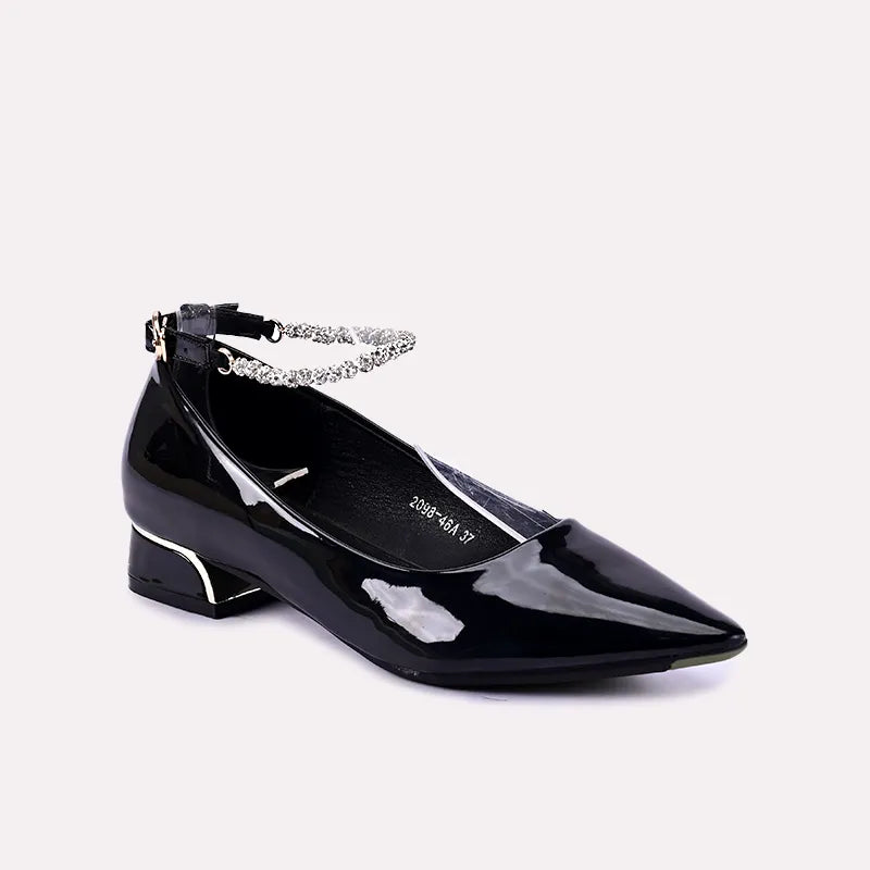 Versatile Dress Heels for Formal and Casual Wear---Rihanna Black Glossy Pumps 0431251