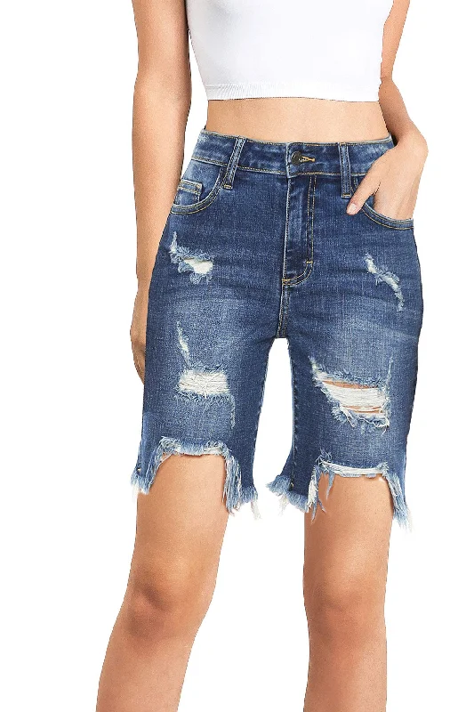 Women's denim shorts and a statement belt-Riptide Bermuda Denim Shorts