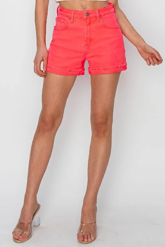 Women's denim shorts for tall women : JeansRISEN Full Size High Rise Cuffed Denim Shorts