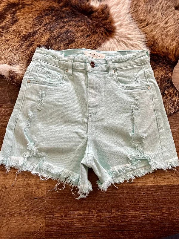 Jeans or denim for great prices :Risen High Rise Distressed Shorts - Mint