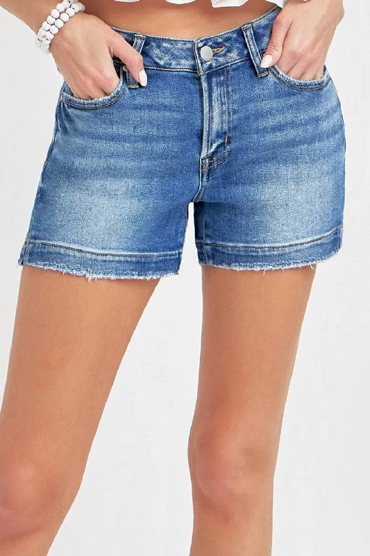 Women's denim shorts can plus is stylist great new or:RISEN Low Rise Slit Denim Shorts
