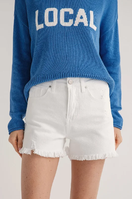 Women's denim shorts and a cami-Risen White Cutoff Shorts