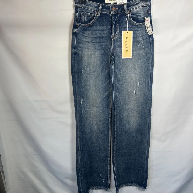 Women's denim jeans with a tab closure detail-risen WOMEN'S JEANS 3