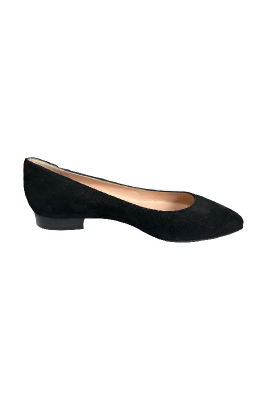 Affordable Suede Ankle Pumps for All-Day Wear--Robertson Madison Andrea 2 Pointy Flat Shoe 29608 | Nero Camoscio Suede