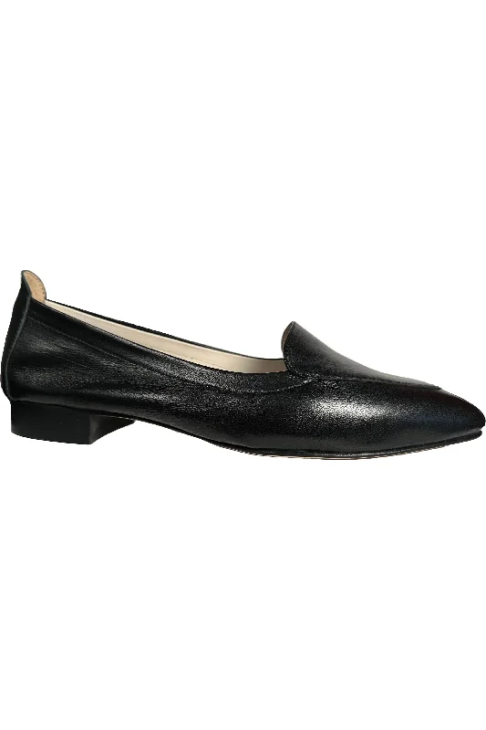 Trendy Chunky Heel Pumps for Casual Wear--Robertson Madison Annamarie 1270 Pointy Loafer | Nero Nappa