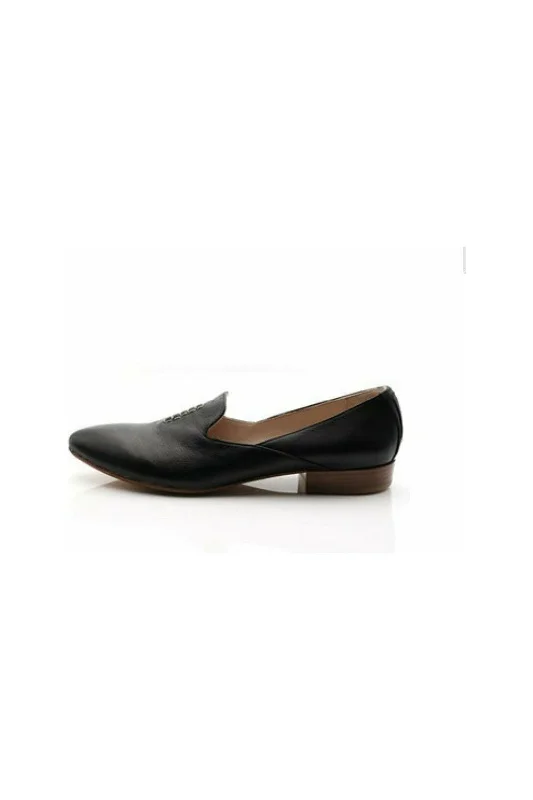 Trendy Chunky Heel Pumps for Casual Wear--Robertson Madison Geneva Leather Loafer 47.300.065 | Bull Nero | Clearance Final Sale