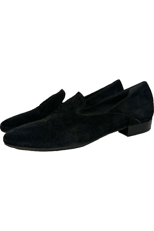 Affordable Suede Ankle Pumps for All-Day Wear--Robertson Madison Geneva Suede Loafer 47.300.065 | Silk Nero