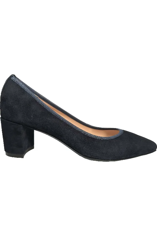 Affordable Suede Ankle Pumps for All-Day Wear--Robertson Madison Leslie 74150 Pump | Blu Camoscio Suede