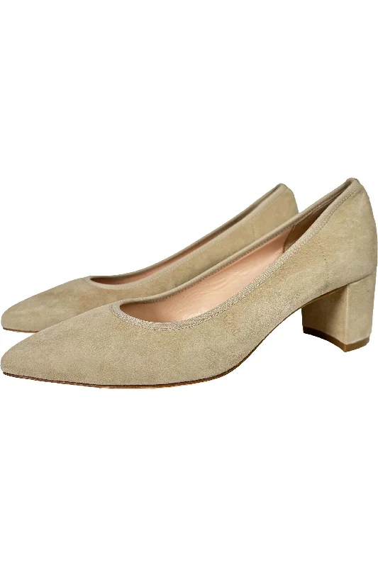 Affordable Suede Ankle Pumps for All-Day Wear--Robertson Madison Leslie 74150 Pump | Sabbia Camoscio Suede