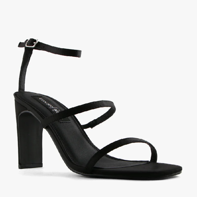 ROCCY BLACK SATINAffordable Satin Heels with a Luxe Touch