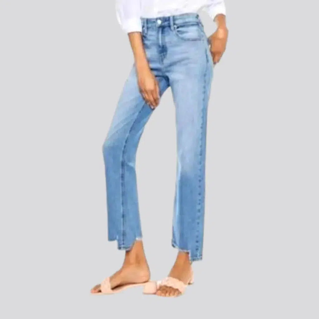 Sanded women's distressed-hem jeans
