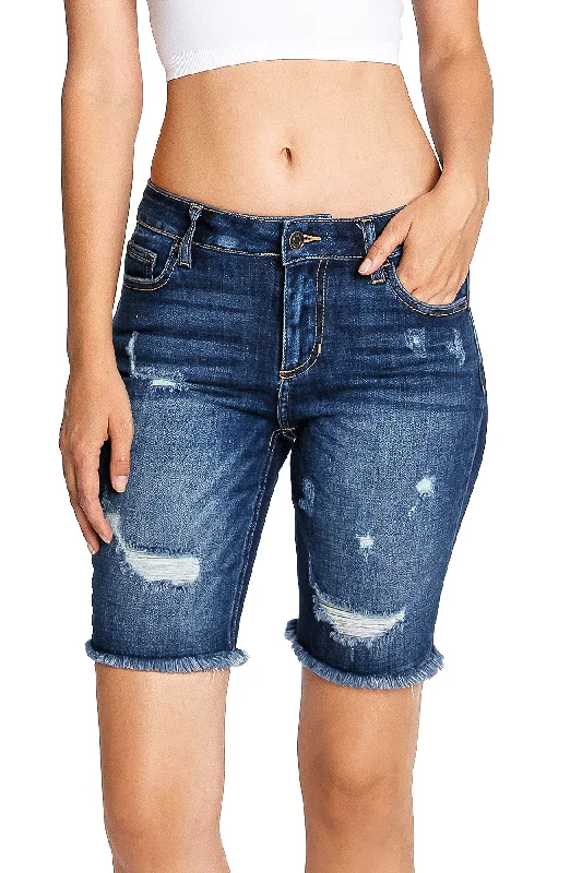 Women's denim shorts for a farmers market-Sandy Bermuda Denim Shorts