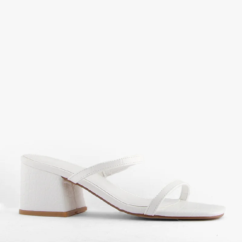 Versatile Heeled Sandals for Any Occasion---SAVINA WHITE CROC