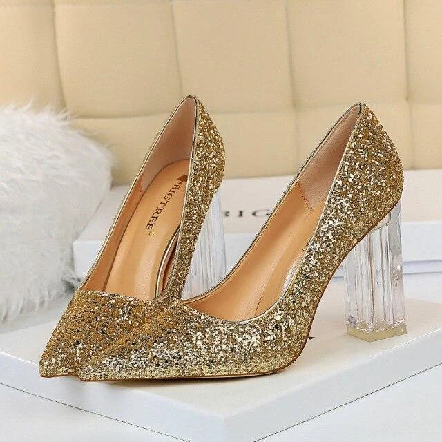 Sequined Party Pumps Shoes---Trendy Glitter Heels for a Glamorous Look