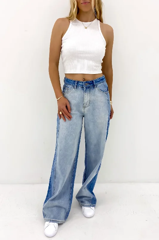 Women's denim jeans high rise plus-Shay Jean Two Tone Blue