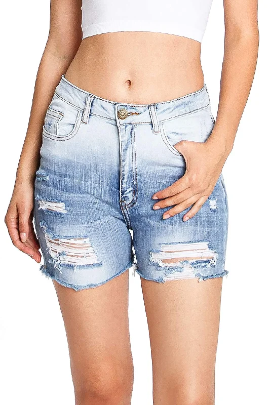 Women's denim shorts for a bike ride-Shore Ombre Denim Shorts