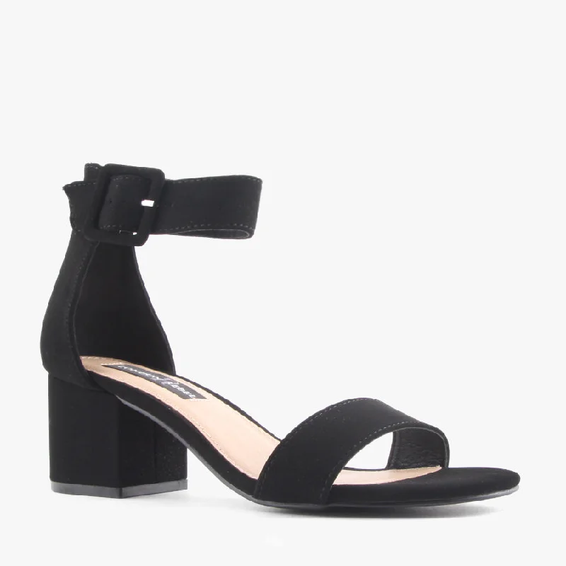 Versatile Heeled Sandals for Any Occasion---SHOUTIT BLACK LAMI