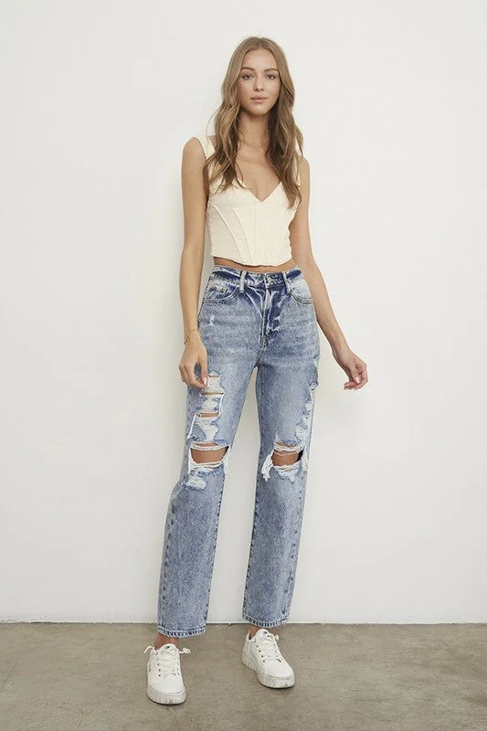 Women's denim jeans with a reptile embellishment-SLIM BOYFRIEND JEANS