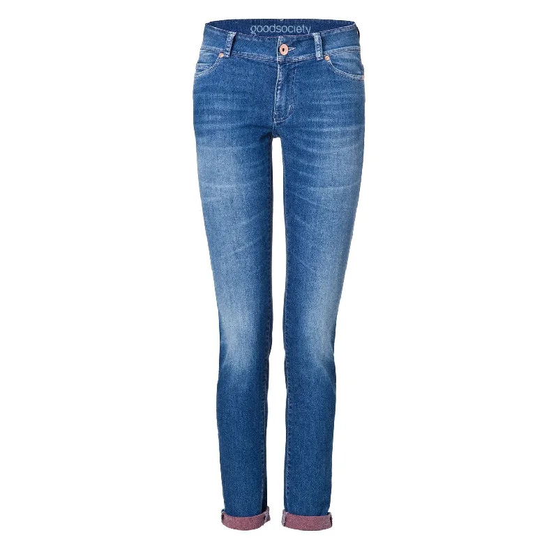 Women's denim jeans and heels-Womens Slim Jeans - Harrow Red Back