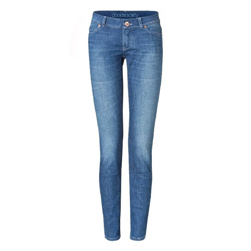 Women's denim jeans with a awareness change cause design embellishment-Womens Slim Jeans - Harrow Women's denim jeans with a awareness change cause design embellishment-Womens Slim Jeans - Harrow