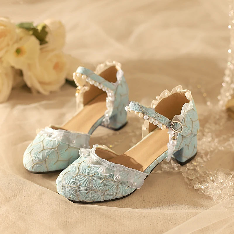 Versatile Heeled Sandals for Any Occasion---Sohiwoo Lolita Women's Shoes Chinese Style Thick Heels Sweet Shoes Cos Loli Tea Party Girls' Shoes