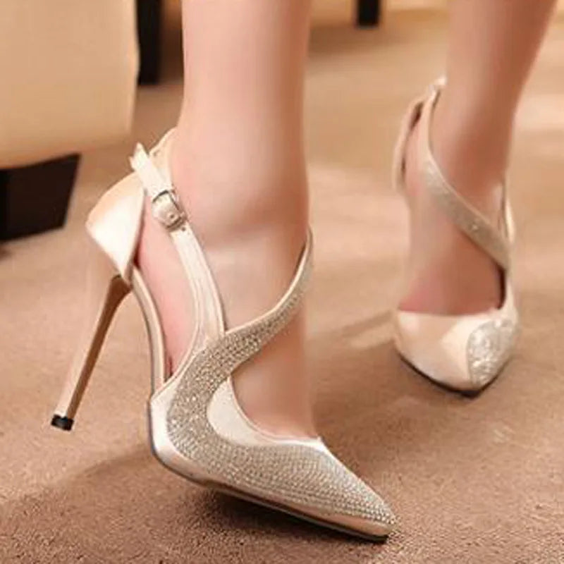 Affordable Rhinestone Pumps for a Dazzling Look---Sohiwoo Sexy High Heels Shoes Women Brand Design High Heels Night Club Rhinestone Women Pumps High Heels Party Wedding Shoes Heels