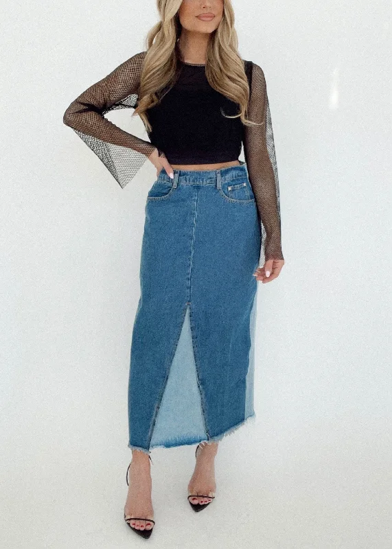 Women's asymmetrical denim skirts for edgy outfits -Spears Denim Skirt