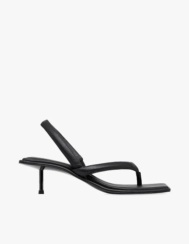 Versatile Heeled Sandals for Any Occasion---Sling Back Thong Heel - Black