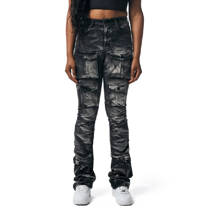 Stacked Utility High Rise Jeans - Gail Black