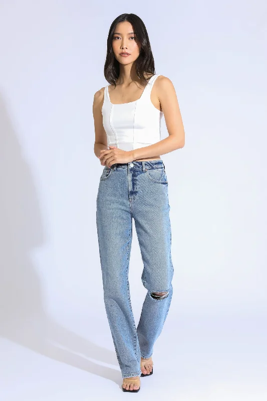 Women's denim jeans from where new-Stella High Rise 90's Straight Jeans - Indigo Medium Women's denim jeans from where new-Stella High Rise 90's Straight Jeans - Indigo Medium
