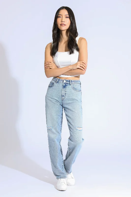 Women's denim jeans brand 2025 stylish jeans if fit sale often with near by shop-STELLA HIGH RISE 90'S STRAIGHT JEANS - LIGHT INDIGO