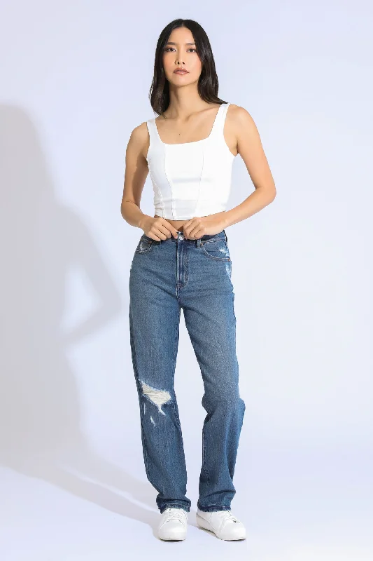 Women's denim jeans vintage inspired-Stella High Rise 90's Sraight Jeans - VIintage Indigo Women's denim jeans vintage inspired-Stella High Rise 90's Sraight Jeans - VIintage Indigo