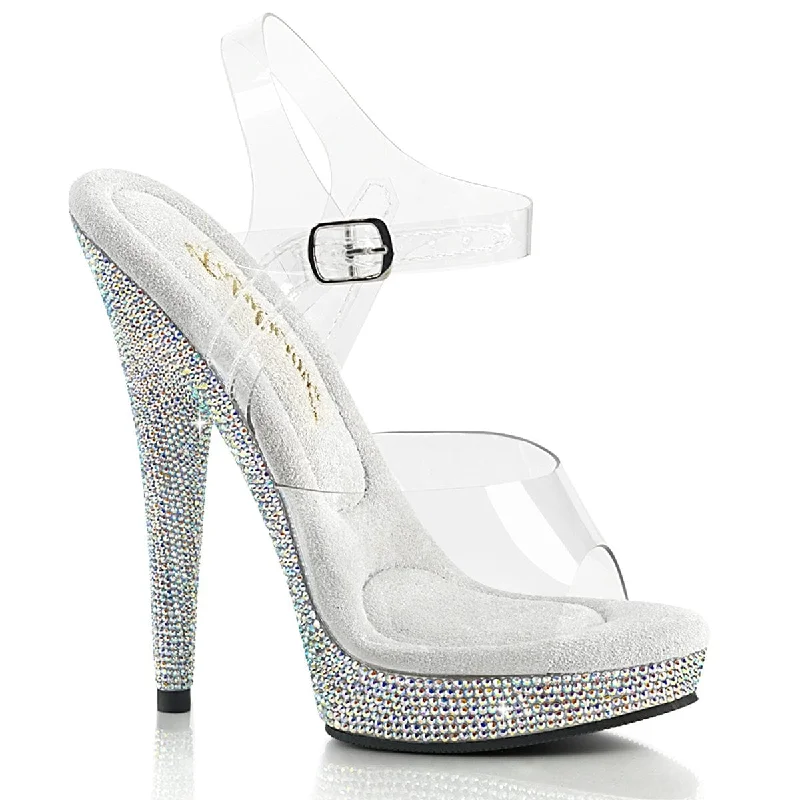 Affordable Rhinestone Pumps for a Dazzling Look---SULTRY-608DM Clear/Silver Multi Rhinestones