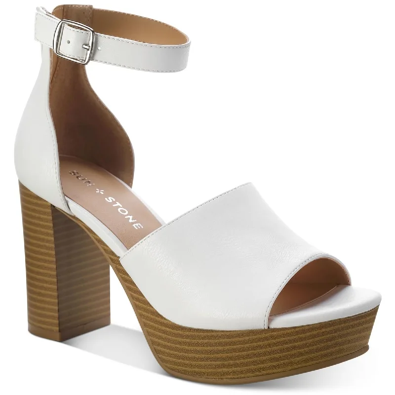 Stylish Open Toe Heels for Summer--Sun + Stone Womens Maisiee  Faux Leather Open Toe Heels