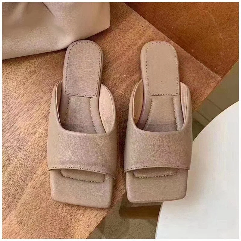 Women Slipper Fashion Embroidery Women Slip On Slides Square Toe Flat Casual---Durable Square Toe Block Heels for Everyday Use