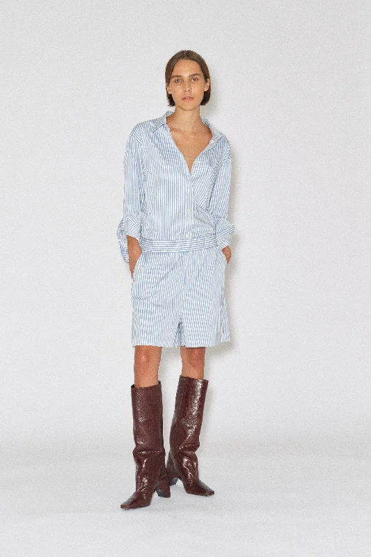 Women's denim shorts and a pair of heels-TMRW Moussa Oversize Boxer Shorts Striped