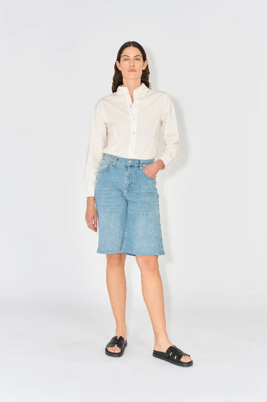 Women's denim shorts with a polka dot print-TRW-Kersee Shorts wash Bleached Prato - Denim Blue Women's denim shorts with a polka dot print-TRW-Kersee Shorts wash Bleached Prato - Denim Blue
