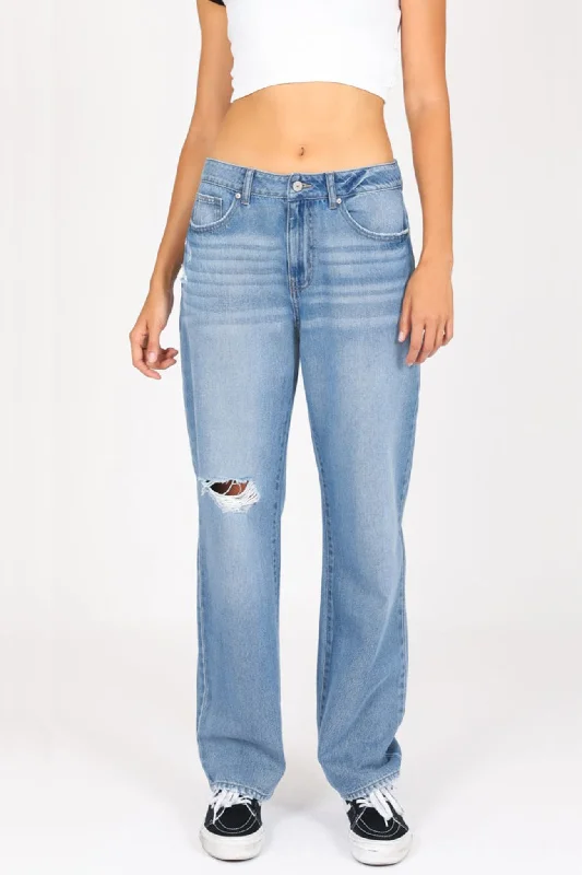 Women's denim jeans with a high waist-The Baggy Jeans - Flawless Blue