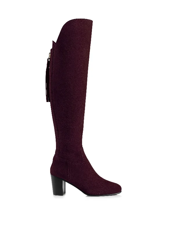 Affordable Suede Ankle Pumps for All-Day Wear--Heeled Amira - Plum Suede