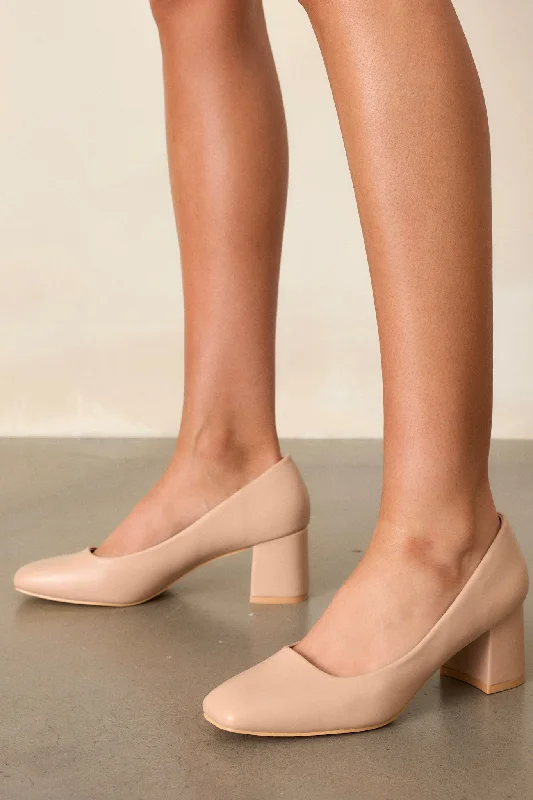 Trendy Chunky Heel Pumps for Casual Wear--Timeless Elegance Beige Block Heels