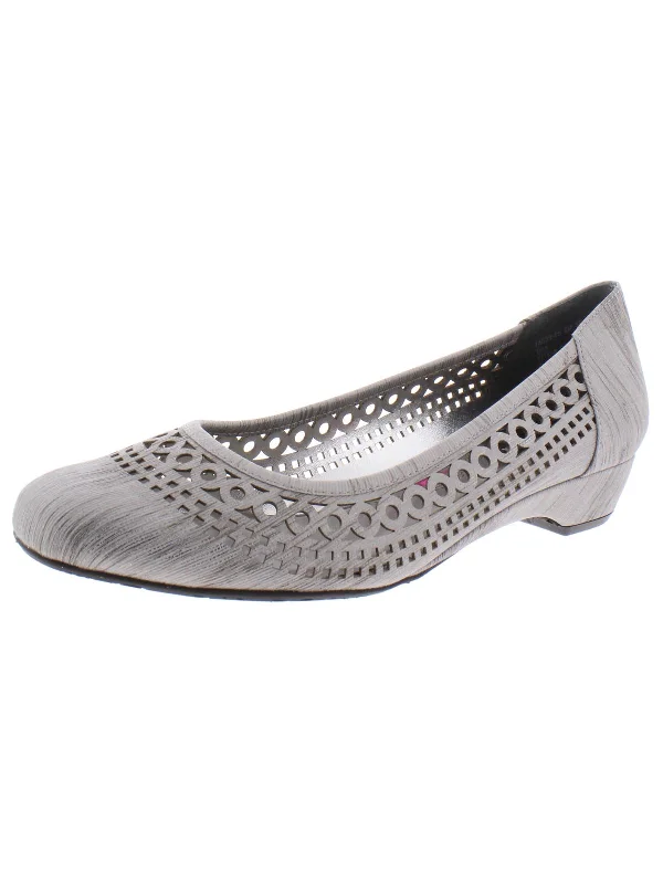 Tina Womens Slip On Laser Cut Kitten Heels---Fashionable Kitten Heels for Date Night