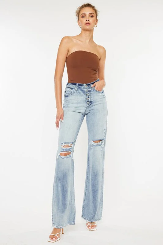 Women's denim jeans with a metal embellishment-Ultra High Rise 90's Flare Jeans