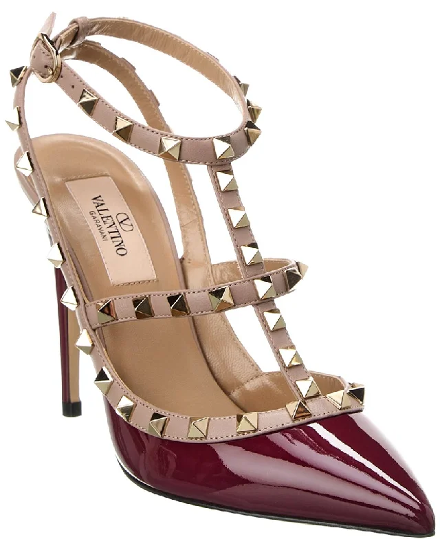 Sleek and Shiny Patent Pump Heels for a Polished Look--Valentino Rockstud Caged 100 Patent Pump