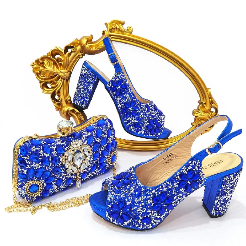 Nigerian Summer Sale Luxury Fashion Ladies High Heel Slippers and Bags Set