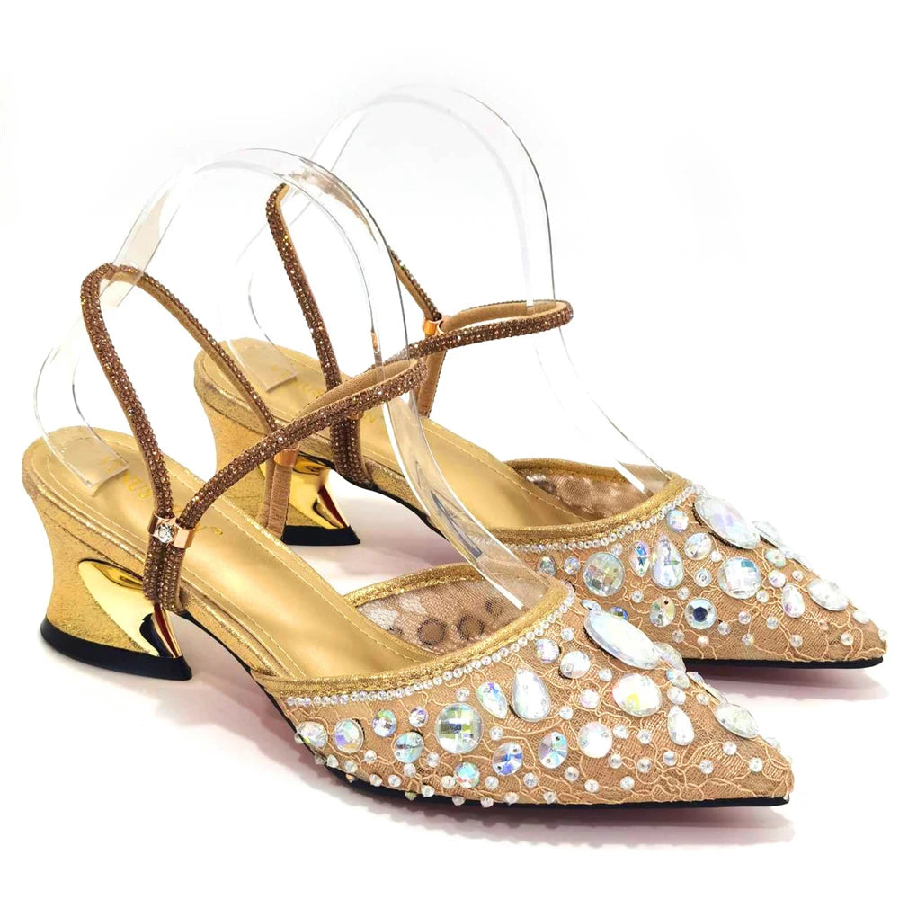 A PAIR SHOES GOLD