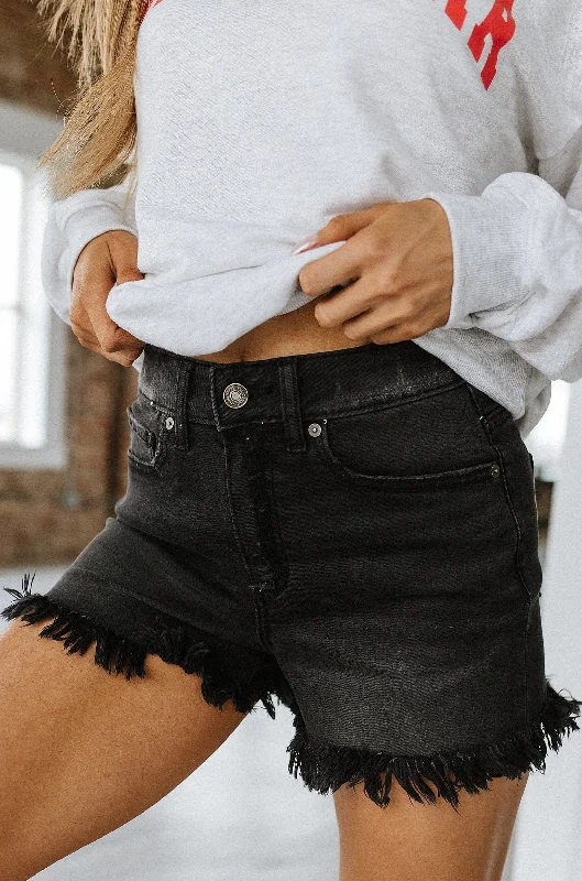 Women's denim shorts for a pool party-SALE - Via Black Denim Shorts | Size XL